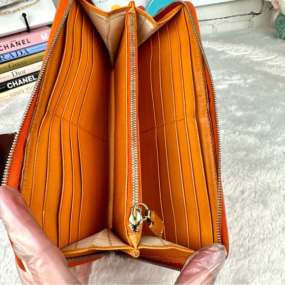 Celine Orange Leather long zippy wallet zip around wallet - Picture 7 of 16